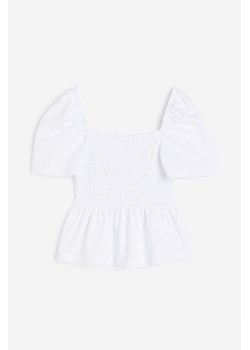 H & M - Elastycznie marszczony top - Biały ze sklepu H&M w kategorii Bluzki damskie - zdjęcie 170550523