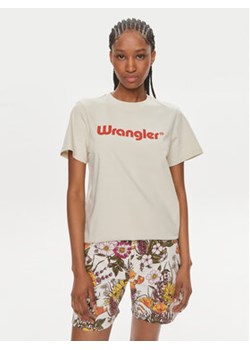 Wrangler T-Shirt 112350305 Écru Regular Fit ze sklepu MODIVO w kategorii Bluzki damskie - zdjęcie 170552384