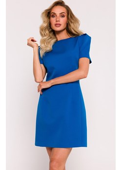 Sukienka mini z ozdobnymi rękawkami niebieska M777, Kolor niebieski, Rozmiar L, MOE ze sklepu Primodo w kategorii Sukienki - zdjęcie 170552412