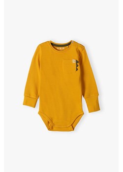 Bawełniane body niemowlęce chłopięce z długim rękawem - pomarańczowe ze sklepu 5.10.15 w kategorii Body niemowlęce - zdjęcie 170556011