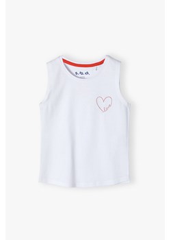 Biały t-shirt bawełniany dla dziewczynki bez rękawów ze sklepu 5.10.15 w kategorii Bluzki dziewczęce - zdjęcie 170556093