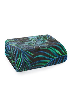 Narzuta dekoracyjna z mikrofibry Palms - czarno-zielona - 220x240cm ze sklepu 5.10.15 w kategorii Narzuty i kapy - zdjęcie 170556132