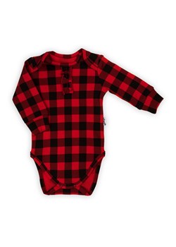 Body bawełniane niemowlęce z długim rękawem w kratkę czarne ze sklepu 5.10.15 w kategorii Body niemowlęce - zdjęcie 170556193