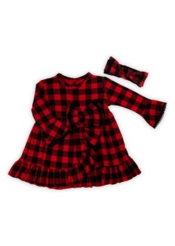 Komplet sukienka i opaska w kratkę czarna ze sklepu 5.10.15 w kategorii Sukienki niemowlęce - zdjęcie 170556211