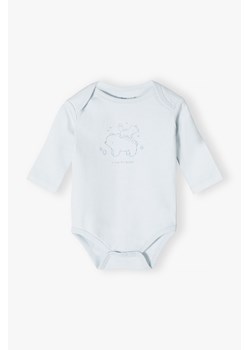 Dzianinowe body dla niemowlaka z miękkim nadrukiem - błękitne ze sklepu 5.10.15 w kategorii Body niemowlęce - zdjęcie 170556360