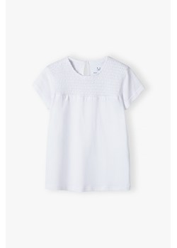 Elegancki t-shirt bawełniany dla dziewczynki - biały ze sklepu 5.10.15 w kategorii Bluzki dziewczęce - zdjęcie 170556371