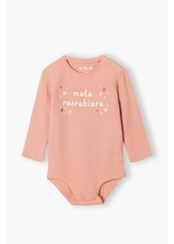 Różowe bawełniane body niemowlęce z długim rękawem - MAŁA ROZRABIARA ze sklepu 5.10.15 w kategorii Body niemowlęce - zdjęcie 170556420