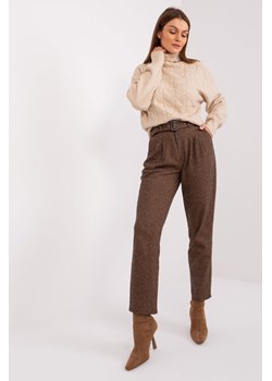 Camelowo-czarne dzianinowe spodnie w paski ze sklepu 5.10.15 w kategorii Spodnie damskie - zdjęcie 170564111