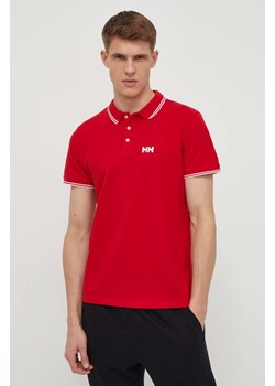 Helly Hansen polo bawełniane kolor czerwony gładki ze sklepu ANSWEAR.com w kategorii T-shirty męskie - zdjęcie 170567364