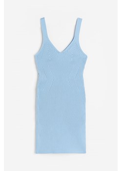 H & M - Sukienka bodycon z dzianiny w prążki - Niebieski ze sklepu H&M w kategorii Sukienki - zdjęcie 170568674