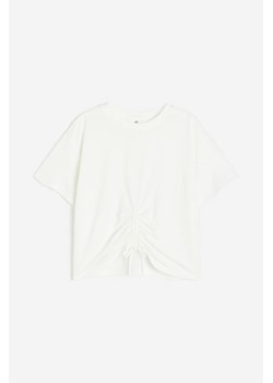 H & M - T-shirt ze ściąganym sznurkiem - Biały ze sklepu H&M w kategorii Bluzki dziewczęce - zdjęcie 170568822