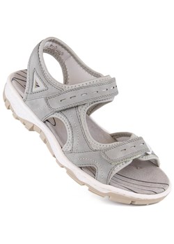 Komfortowe sandały damskie sportowe na rzepy szare Rieker 68866-40 ze sklepu ButyModne.pl w kategorii Sandały damskie - zdjęcie 170568892