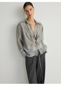 Reserved - Kopertowa bluzka z wiązaniem - jasnoszary ze sklepu Reserved w kategorii Bluzki damskie - zdjęcie 170570510
