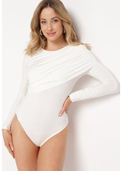 Białe Body Bawełniane z Materiałową Zakładką na Górze Wepesse ze sklepu Born2be Odzież w kategorii Body damskie - zdjęcie 170571052