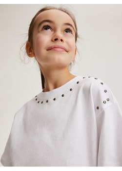 Reserved - T-shirt z ćwiekami - biały ze sklepu Reserved w kategorii Bluzki dziewczęce - zdjęcie 170573132