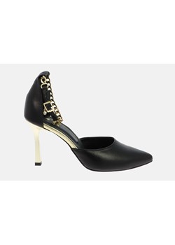 Czarne sandały na szpilce z łańcuszkiem ze sklepu Laura Messi w kategorii Czółenka - zdjęcie 170574714