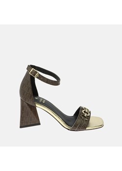 Brązowe sandałki na trójkątnym obcasie ze sklepu Laura Messi w kategorii Sandały damskie - zdjęcie 170575394