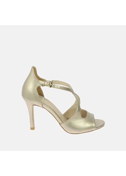 Złote skórzane sandały ze sklepu Laura Messi w kategorii Sandały damskie - zdjęcie 170575521