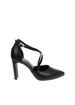 Czarne eleganckie sandały z paseczkami ze sklepu Laura Messi w kategorii Czółenka - zdjęcie 170575711
