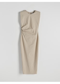 Reserved - Sukienka z drapowaniem - beżowy ze sklepu Reserved w kategorii Sukienki - zdjęcie 170577142