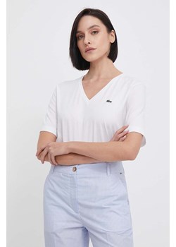 Lacoste t-shirt bawełniany damski kolor biały ze sklepu ANSWEAR.com w kategorii Bluzki damskie - zdjęcie 170578962