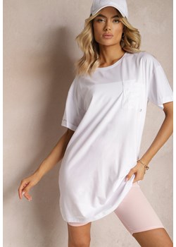 Biały Klasyczny T-shirt z Bawełny z Kieszonką Lattia ze sklepu Renee odzież w kategorii Bluzki damskie - zdjęcie 170580030