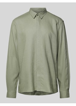 Koszula casualowa z mieszanki lnu i wiskozy z krytą listwą guzikową ze sklepu Peek&Cloppenburg  w kategorii Koszule męskie - zdjęcie 170581550