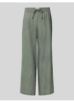 Spodnie lniane o kroju regular fit z elastycznym pasem ze sklepu Peek&Cloppenburg  w kategorii Spodnie damskie - zdjęcie 170581784