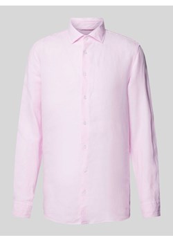 Koszula lniana o kroju slim fit z kołnierzykiem typu kent ze sklepu Peek&Cloppenburg  w kategorii Koszule męskie - zdjęcie 170581903