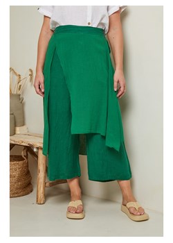 Curvy Lady Lniane spodnie w kolorze zielonym ze sklepu Limango Polska w kategorii Spodnie damskie - zdjęcie 170583382