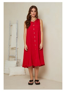 Rodier Lin Lniana sukienka w kolorze czerwonym ze sklepu Limango Polska w kategorii Sukienki - zdjęcie 170583461