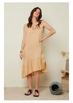 Le Monde du Lin Lniana sukienka w kolorze beżowym ze sklepu Limango Polska w kategorii Sukienki - zdjęcie 170583861