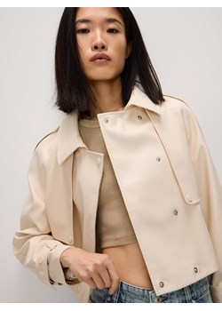 Reserved - Krótka kurtka z imitacji skóry - kremowy ze sklepu Reserved w kategorii Kurtki damskie - zdjęcie 170587822
