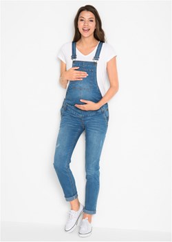 Ogrodniczki dżinsowe ciążowe STRAIGHT ze sklepu bonprix w kategorii Spodnie ciążowe - zdjęcie 170589954