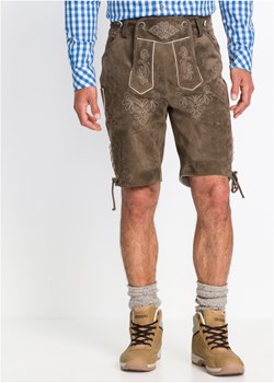 Krótkie spodnie skórzane w ludowym stylu ze sklepu bonprix w kategorii Spodnie męskie - zdjęcie 170590311