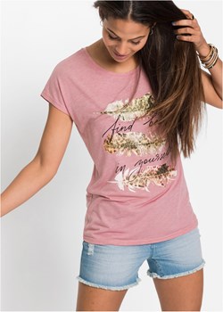 T-shirt z brokatowym nadrukiem ze sklepu bonprix w kategorii Bluzki damskie - zdjęcie 170591334