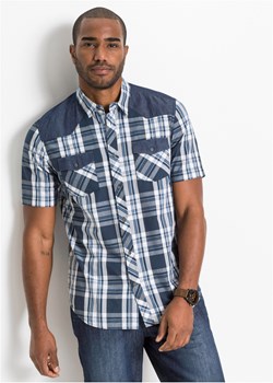 Koszula z krótkim rękawem z dżinsowymi wstawkami ze sklepu bonprix w kategorii Koszule męskie - zdjęcie 170591460