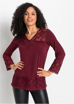 Shirt z długim rękawem i koronką ze sklepu bonprix w kategorii Bluzki damskie - zdjęcie 170592020