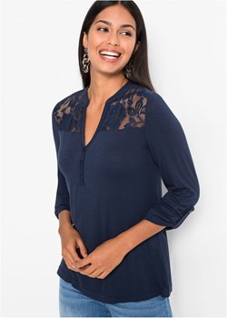 Shirt henley z koronkową wstawką ze sklepu bonprix w kategorii Bluzki damskie - zdjęcie 170592203