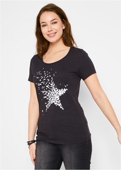 Shirt z przędzy mieszankowej, krótki rękaw ze sklepu bonprix w kategorii Bluzki damskie - zdjęcie 170593003