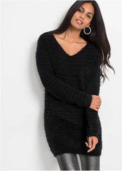 Długi sweter z dzianiny z długim włosem ze sklepu bonprix w kategorii Swetry damskie - zdjęcie 170594084