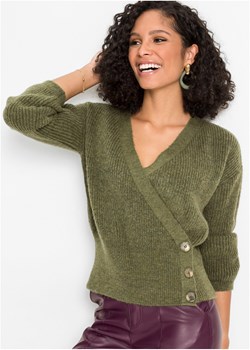 Sweter rozpinany z założeniem kopertowym ze sklepu bonprix w kategorii Swetry damskie - zdjęcie 170594121