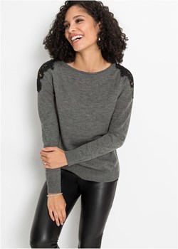 Sweter z koronką ze sklepu bonprix w kategorii Swetry damskie - zdjęcie 170594254