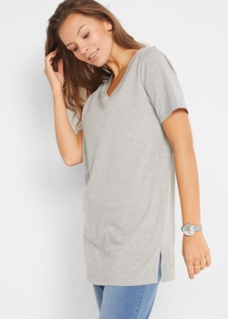 Długi t-shirt basic z dekoltem w serek (2 szt.), krótki rękaw ze sklepu bonprix w kategorii Bluzki damskie - zdjęcie 170594930