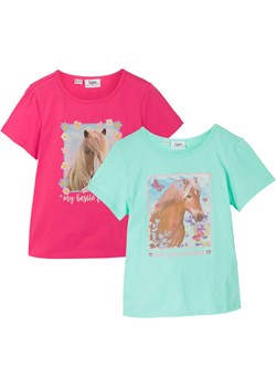 T-shirt dziewczęcy (2 szt.), bawełna organiczna ze sklepu bonprix w kategorii Bluzki dziewczęce - zdjęcie 170594954