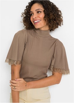 Shirt w prążek z koronką ze sklepu bonprix w kategorii Bluzki damskie - zdjęcie 170595042