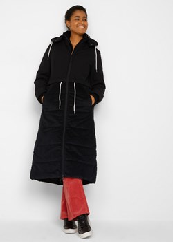 Długi płaszcz zimowy ze sztruksową wstawką i tunelem ze sklepu bonprix w kategorii Płaszcze damskie - zdjęcie 170595900