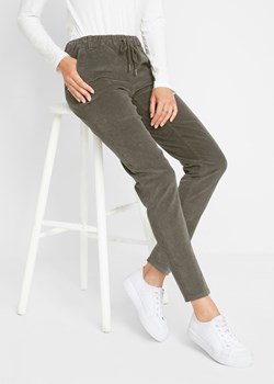 Spodnie sztruksowe z wiązanym troczkiem ze sklepu bonprix w kategorii Spodnie damskie - zdjęcie 170596130