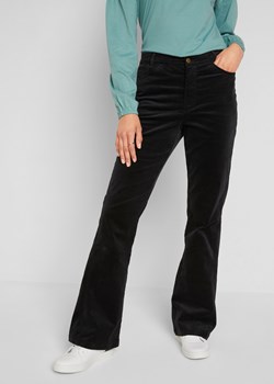 Spodnie sztruksowe dzwony high-waist z wygodnym paskiem ze sklepu bonprix w kategorii Spodnie damskie - zdjęcie 170596143