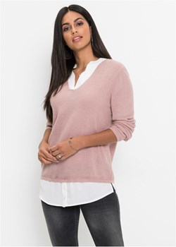 Sweter z koszulową wstawką ze sklepu bonprix w kategorii Swetry damskie - zdjęcie 170596161
